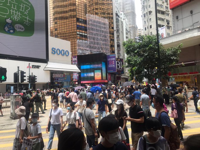 港版国安法今日执法铜锣湾非法集结30人被抓